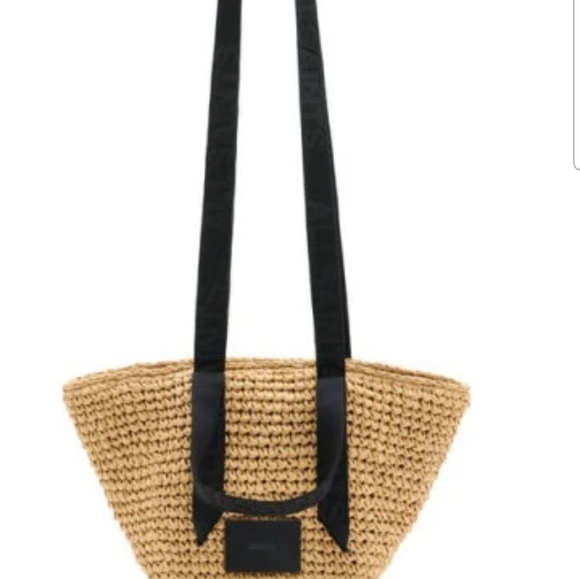 All Saints tote, raffia bag, mini, micro, summer tote, tan, almond - Picture 4 of 9